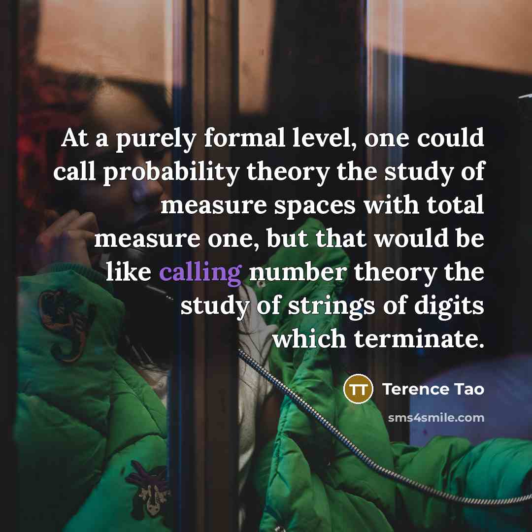 “At a purely formal level, one could call probability theory…” quote by Terence Tao