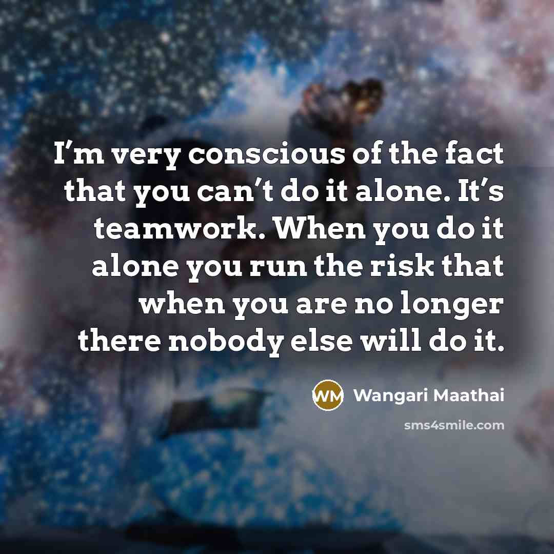 “I’m very conscious of the fact that you can’t do…” quote by Wangari Maathai