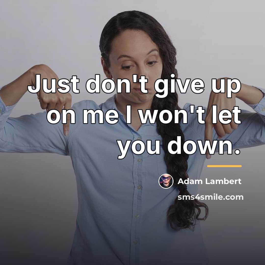 “Just don't give up on me I won't let you…” quote by Adam Lambert