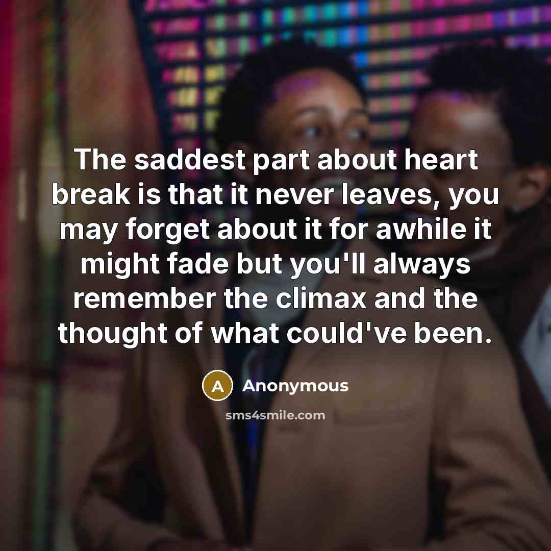 “The saddest part about heart break is that it never…” quote by Anonymous