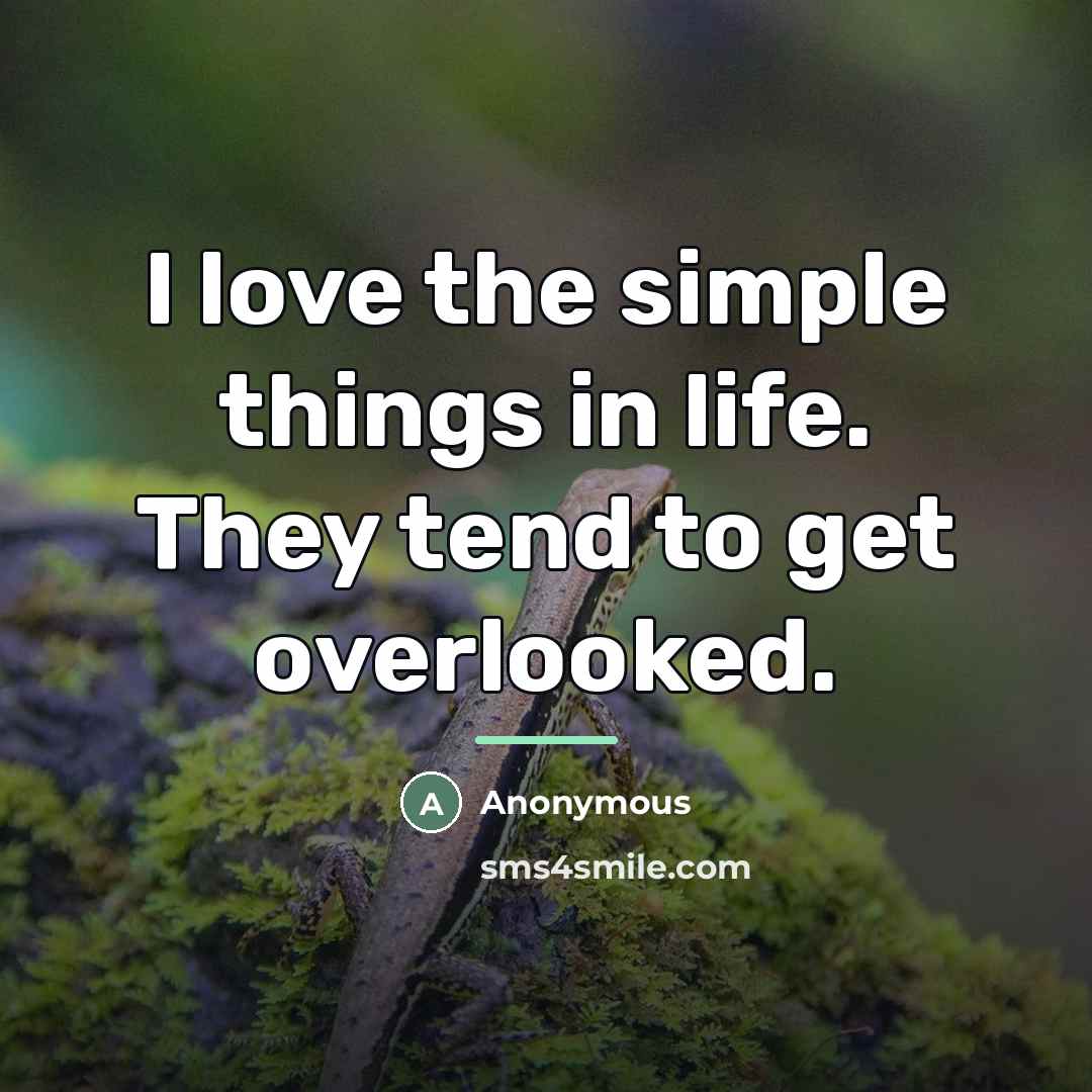 “I love the simple things in life. They tend to…” quote by Anonymous