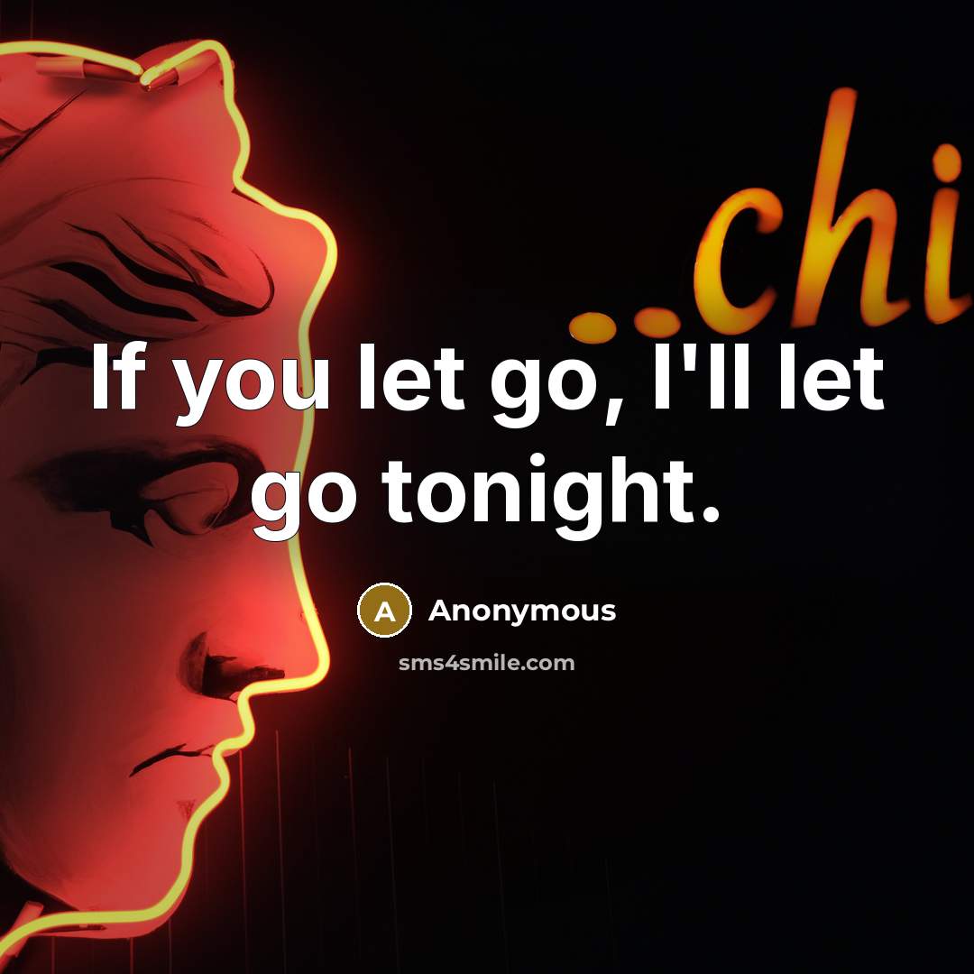 “If you let go, I'll let go tonight.” quote by Anonymous
