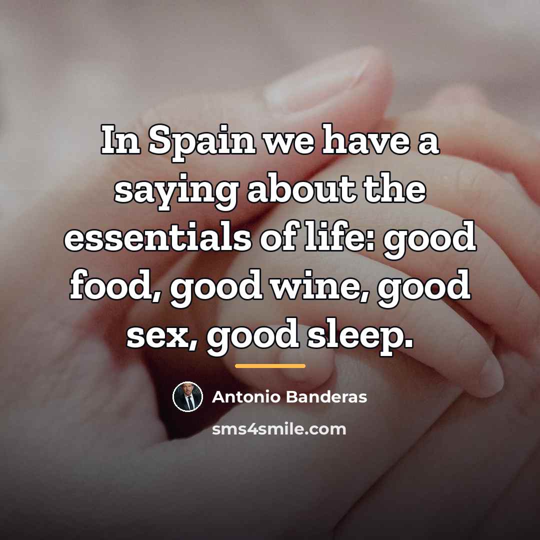 “In Spain we have a saying about the essentials of…” quote by Antonio Banderas