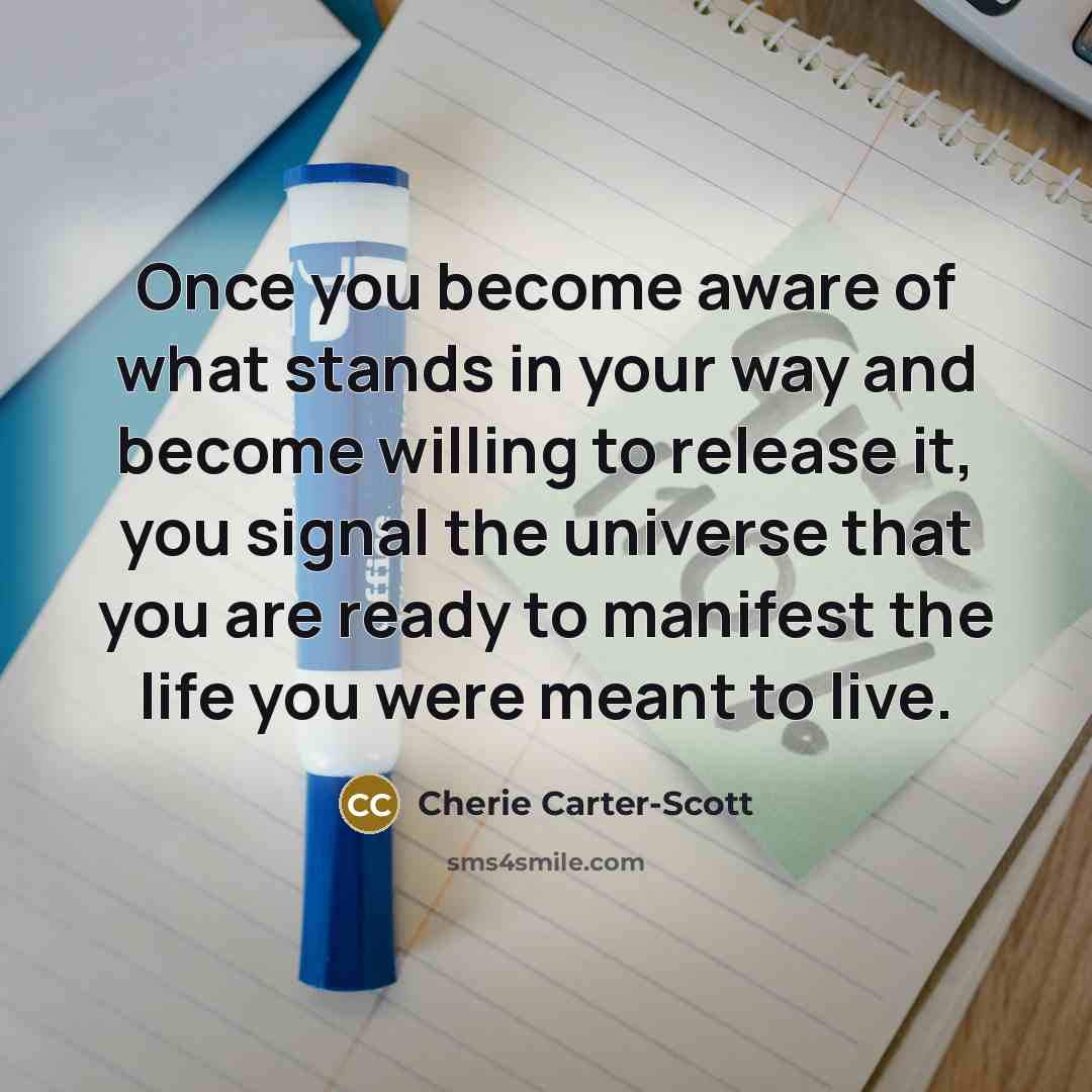 “Once you become aware of what stands in your way…” quote by Cherie Carter-Scott