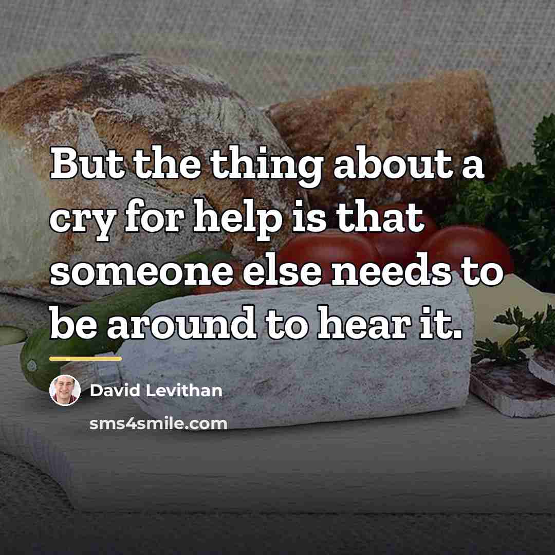 “But the thing about a cry for help is that…” quote by David Levithan