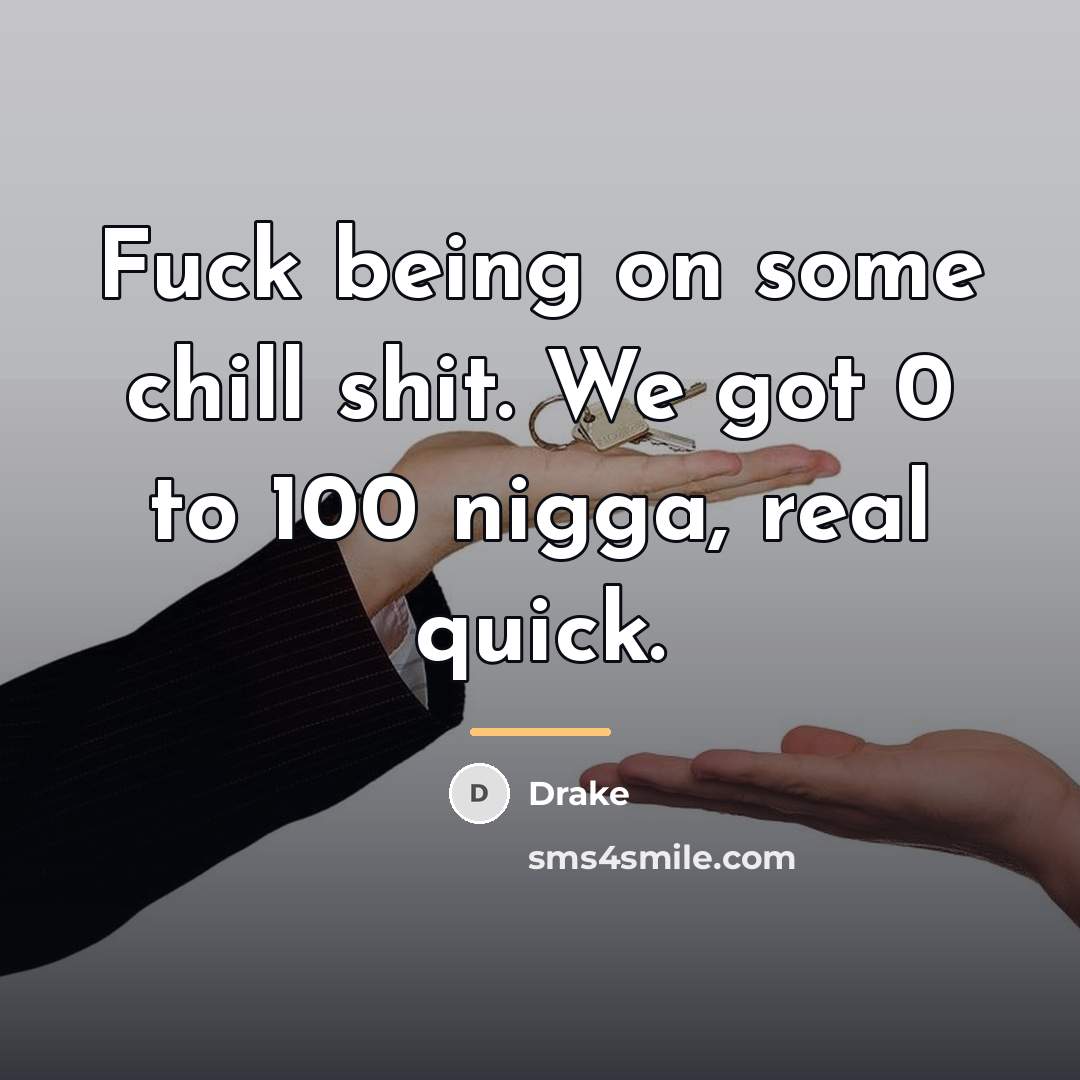 “Fuck being on some chill shit. We got 0 to…” quote by Drake