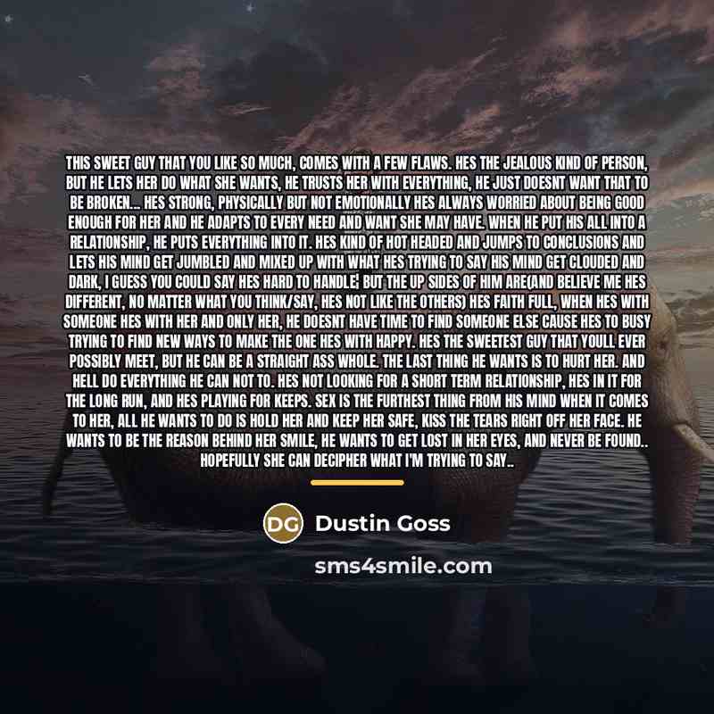 “This sweet guy that you like so much, comes with…” quote by Dustin Goss