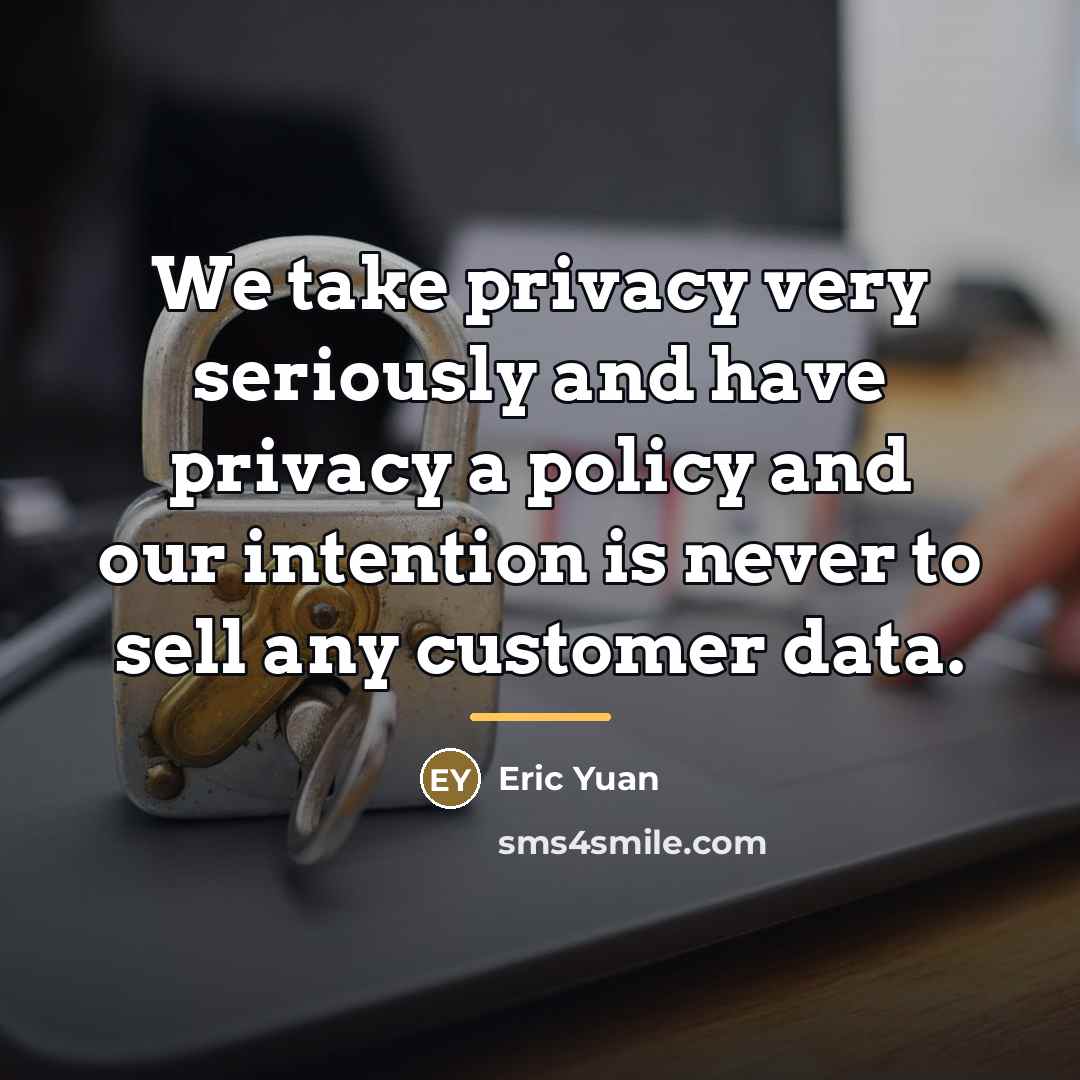 “We take privacy very seriously and have privacy a policy…” quote by Eric Yuan