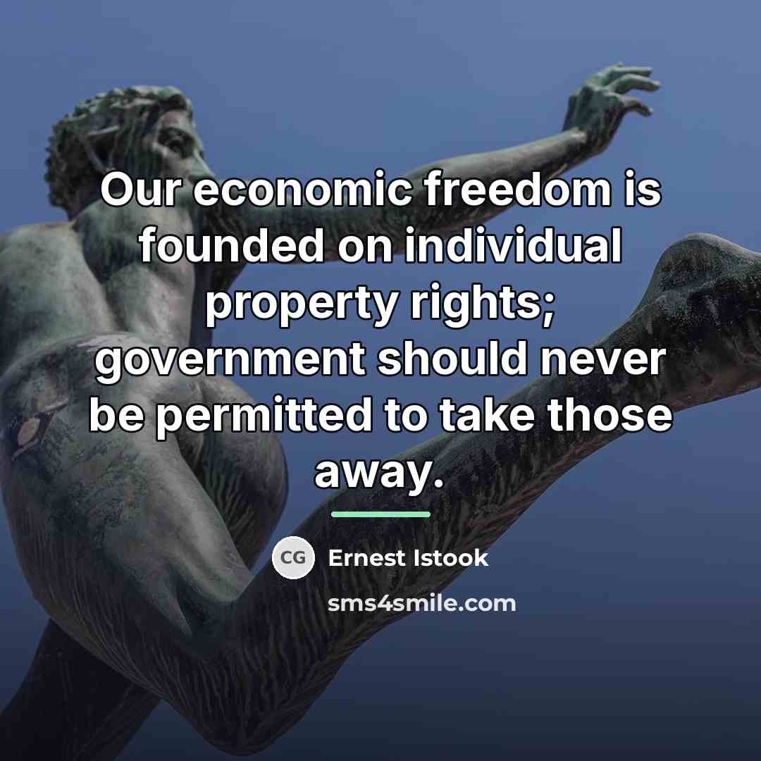 “Our economic freedom is founded on individual property rights; government…” quote by Ernest Istook
