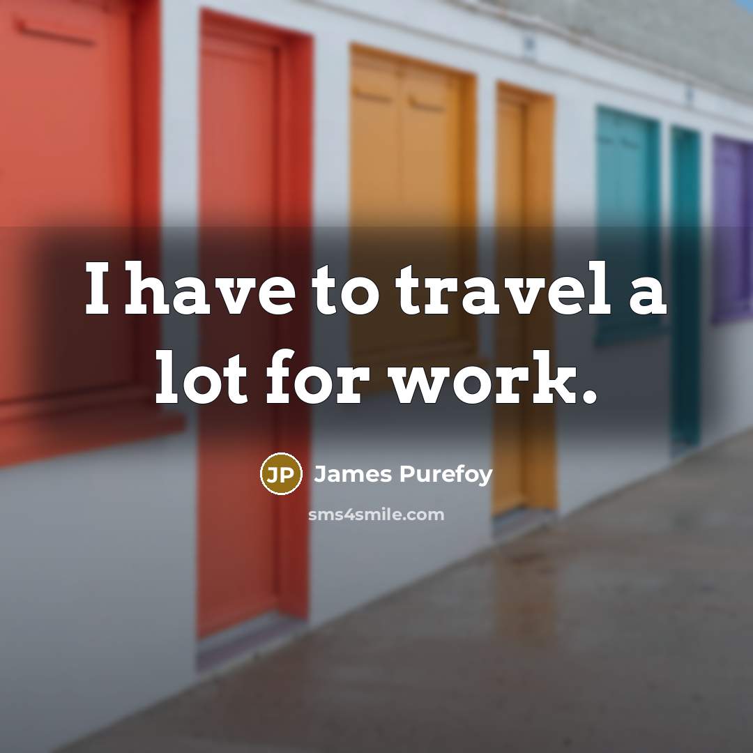 “I have to travel a lot for work.…” quote by James Purefoy
