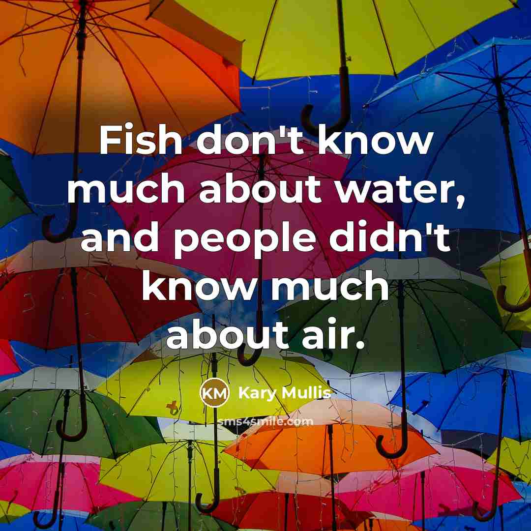 “Fish don't know much about water, and people didn't know…” quote by Kary Mullis