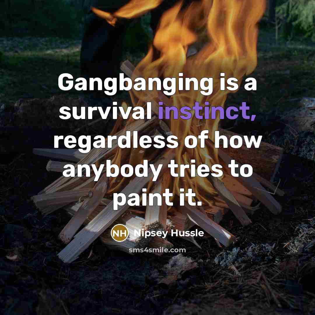 “Gangbanging is a survival instinct, regardless of how anybody tries…” quote by Nipsey Hussle