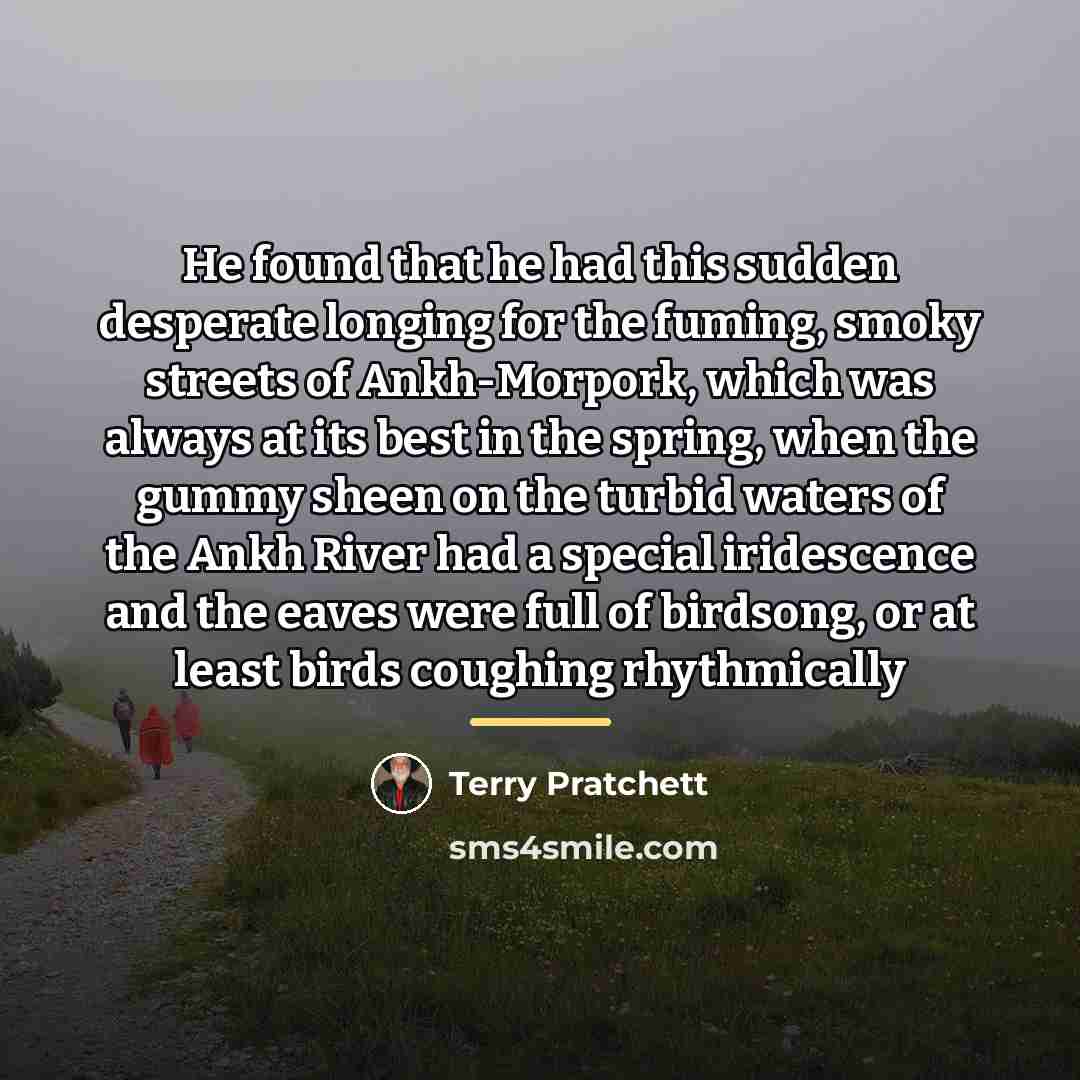 “He found that he had this sudden desperate longing for…” quote by Terry Pratchett