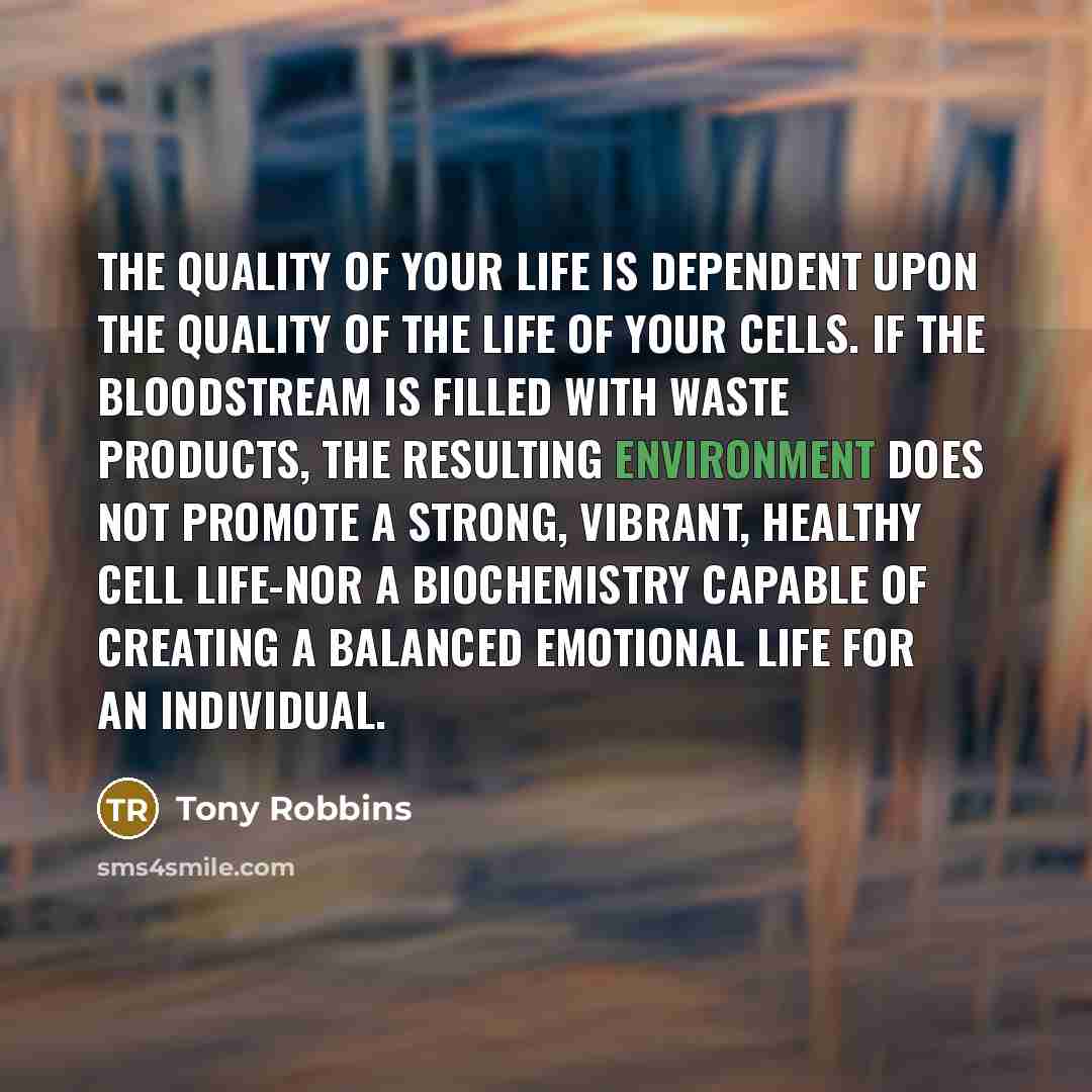 “The quality of your life is dependent upon the quality…” quote by Tony Robbins