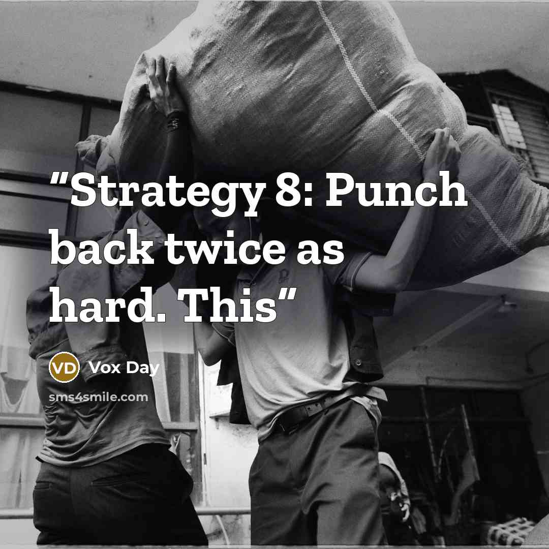 “Strategy 8: Punch back twice as hard. This” quote by Vox Day
