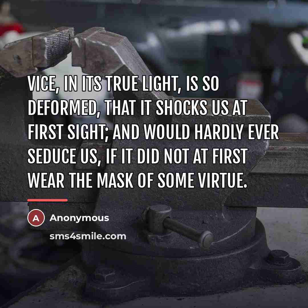 “Vice, in its true light, is so deformed, that it…” quote by Anonymous