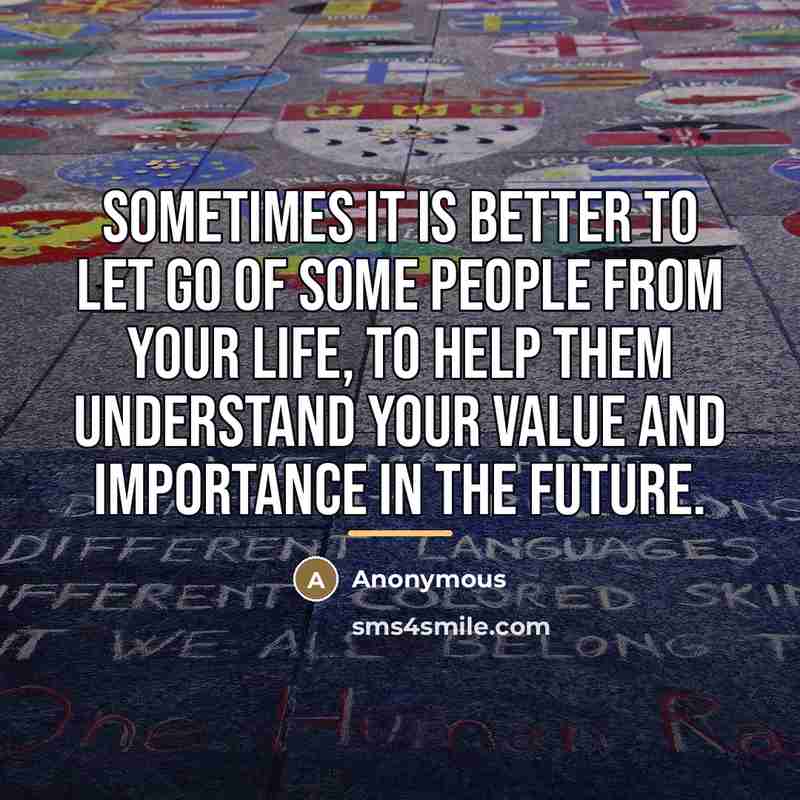 “Sometimes it is better to let go of some people…” quote by Anonymous