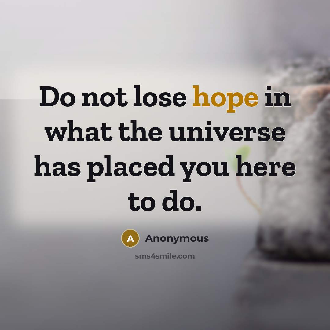 “Do not lose hope in what the universe has placed…” quote by Anonymous