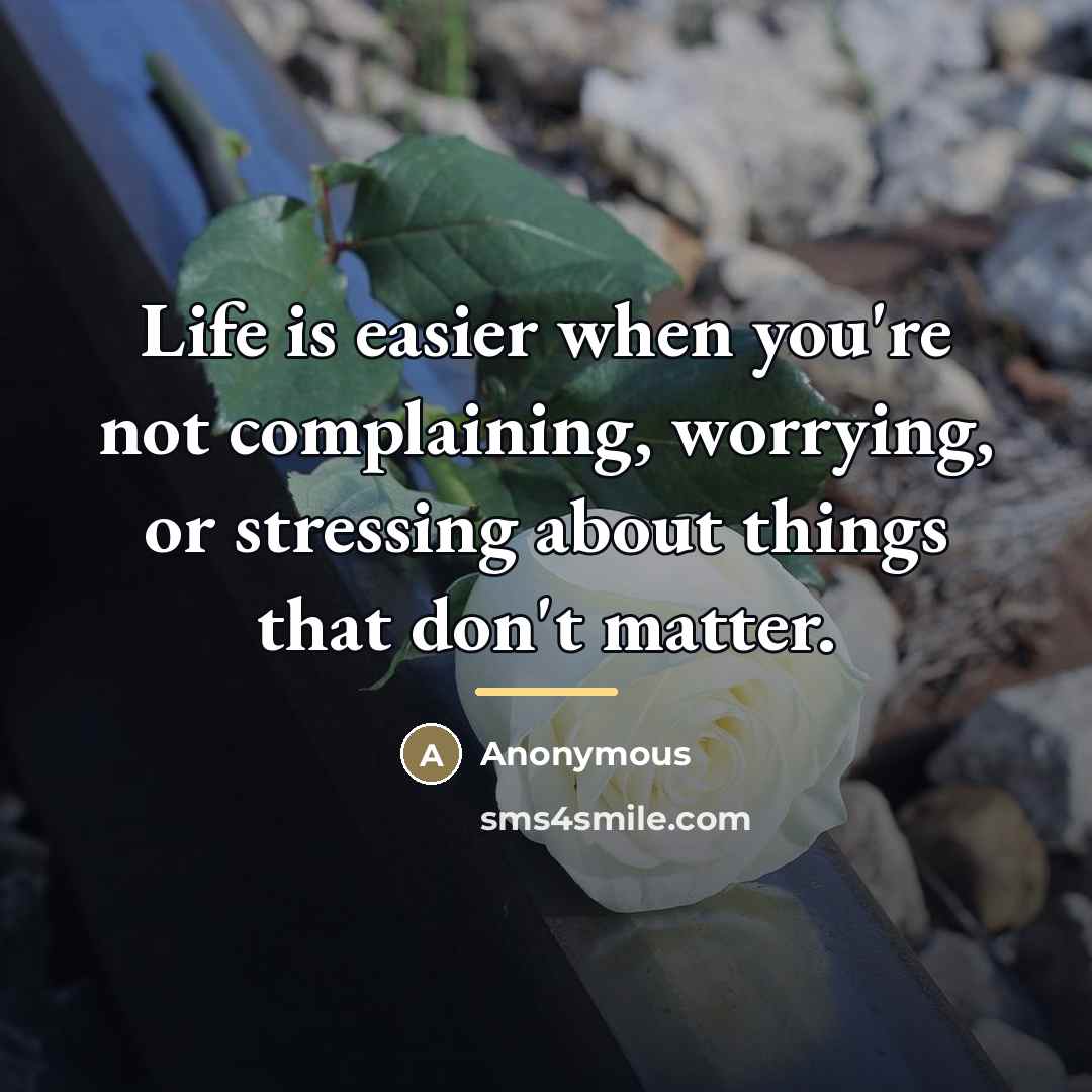 “Life is easier when you're not complaining, worrying, or stressing…” quote by Anonymous
