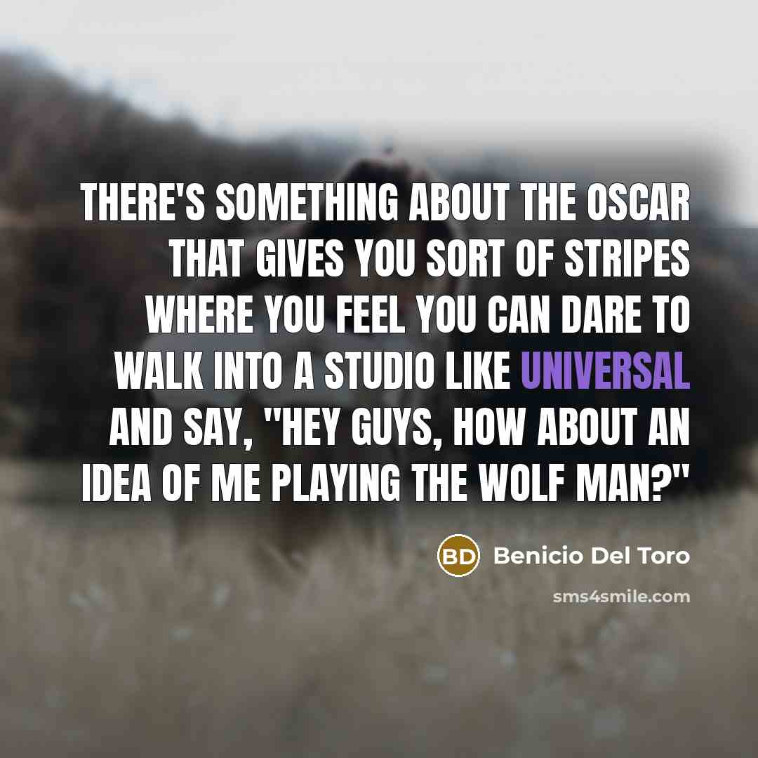 “There's something about the Oscar that gives you sort of…” quote by Benicio Del Toro