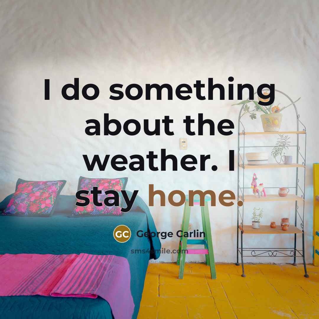 “I do something about the weather. I stay home.…” quote by George Carlin
