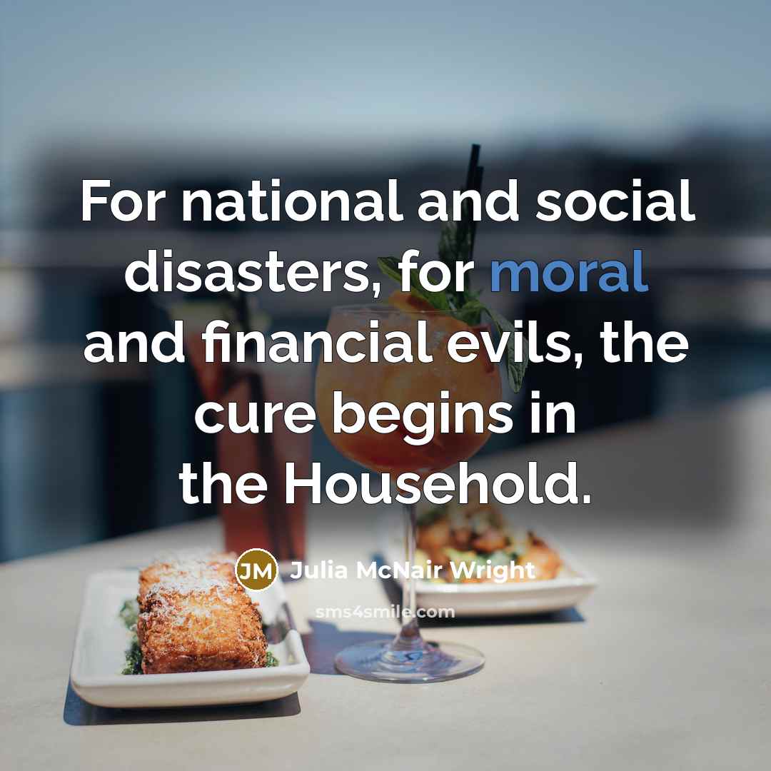 “For national and social disasters, for moral and financial evils,…” quote by Julia McNair Wright
