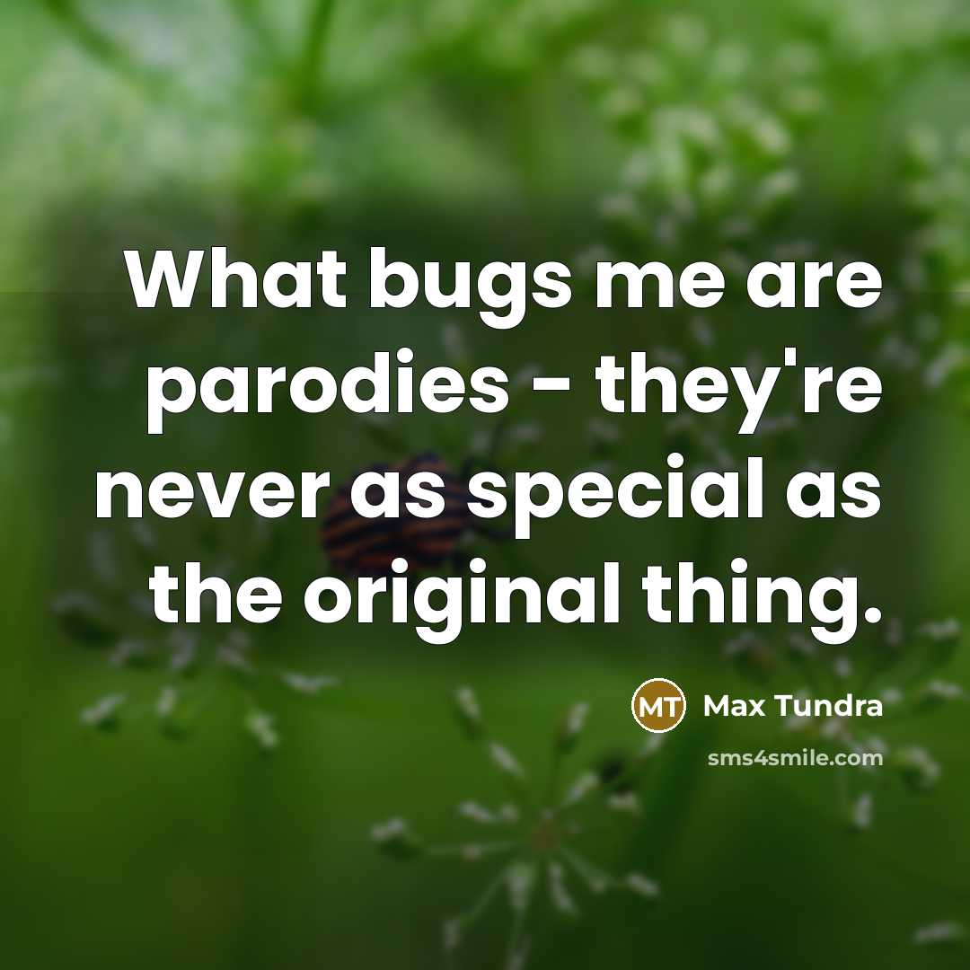 “What bugs me are parodies - they're never as special…” quote by Max Tundra