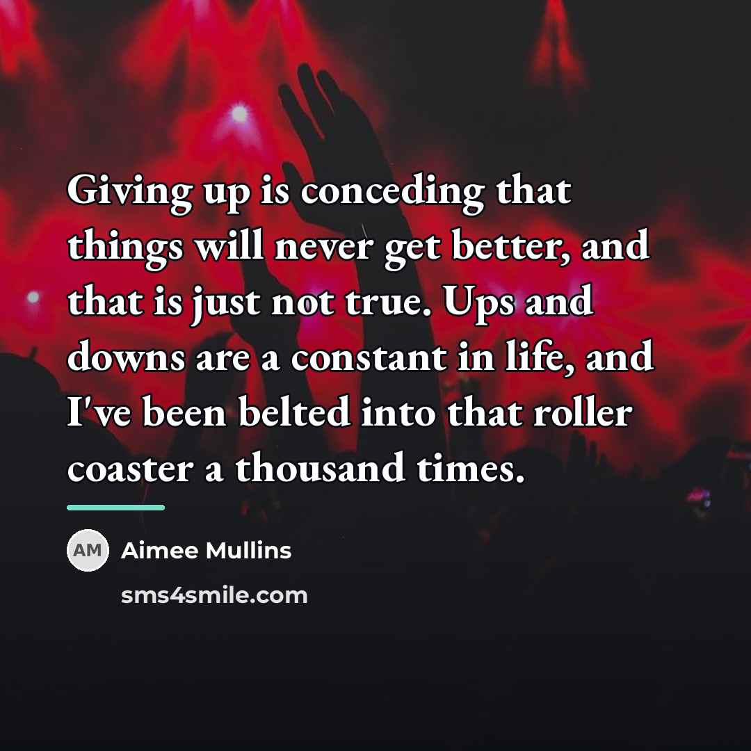 “Giving up is conceding that things will never get better,…” quote by Aimee Mullins