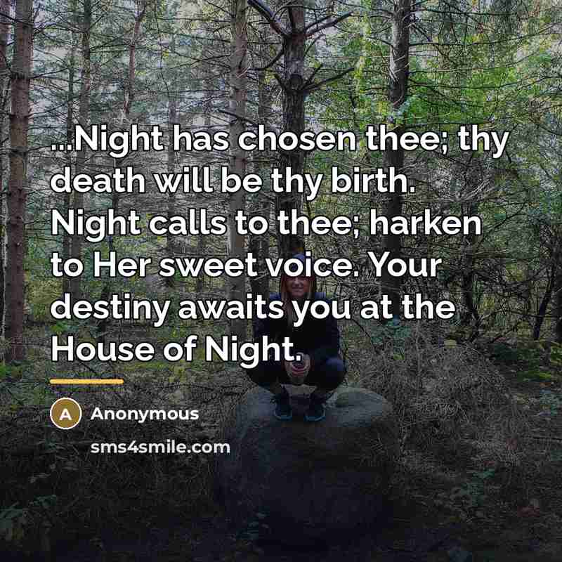 “...Night has chosen thee; thy death will be thy birth.…” quote by Anonymous