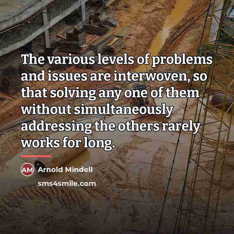 “The various levels of problems and issues are interwoven, so…” quote by Arnold Mindell