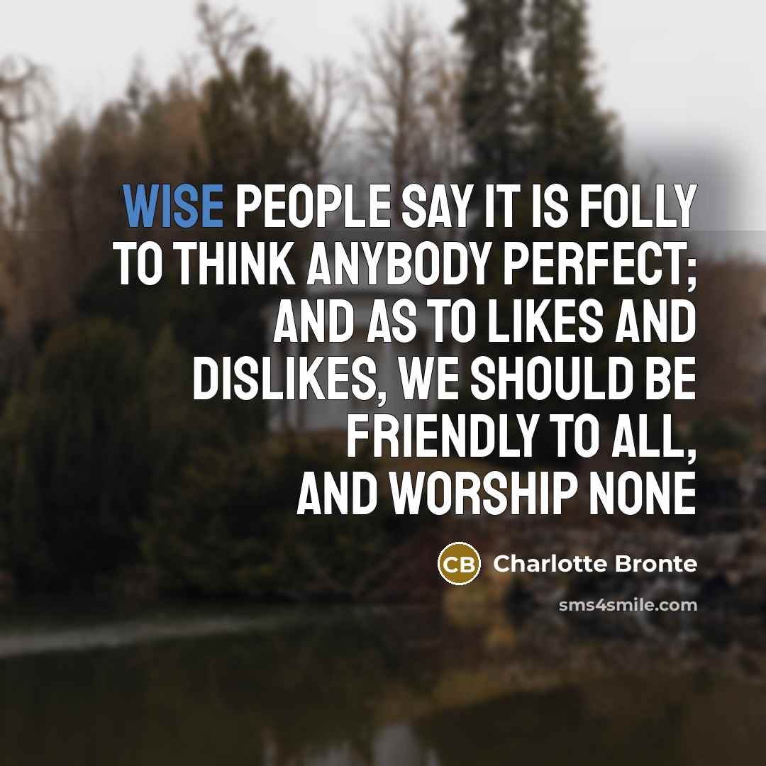 “Wise people say it is folly to think anybody perfect;…” quote by Charlotte Bronte