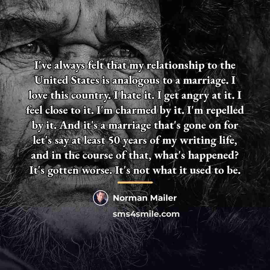 “I've always felt that my relationship to the United States…” quote by Norman Mailer