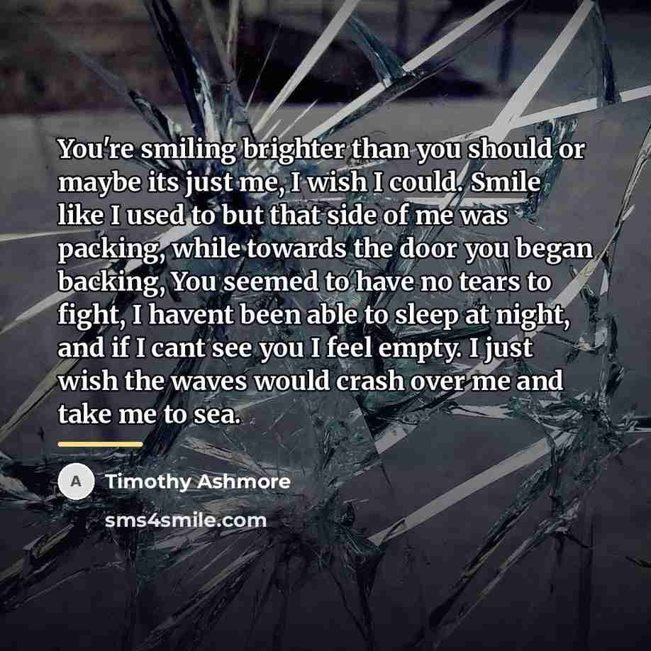 “You're smiling brighter than you should or maybe its just…” quote by Timothy Ashmore