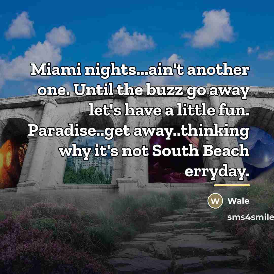 “Miami nights...ain't another one. Until the buzz go away let's…” quote by Wale