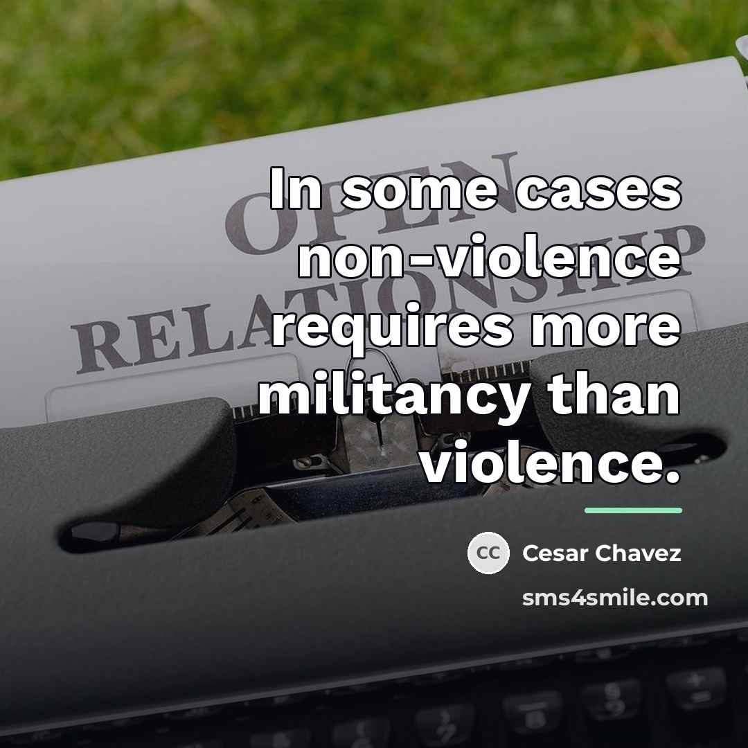 “In some cases non-violence requires more militancy than violence.…” quote by Cesar Chavez