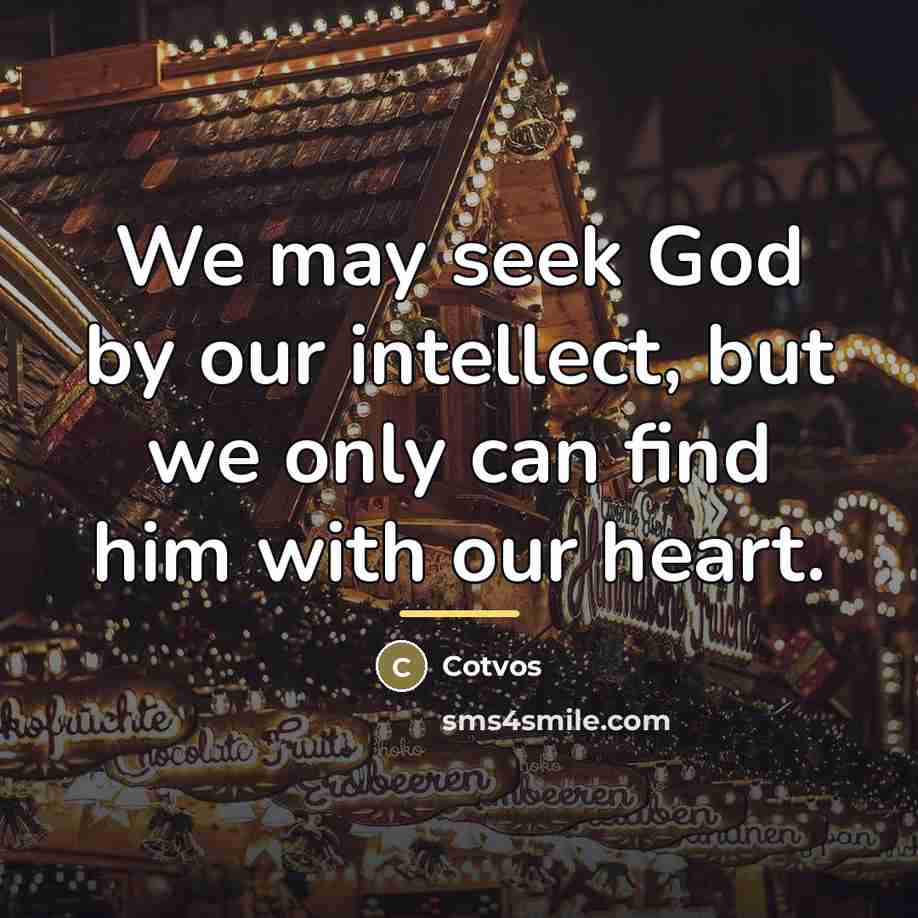 “We may seek God by our intellect, but we only…” quote by Cotvos