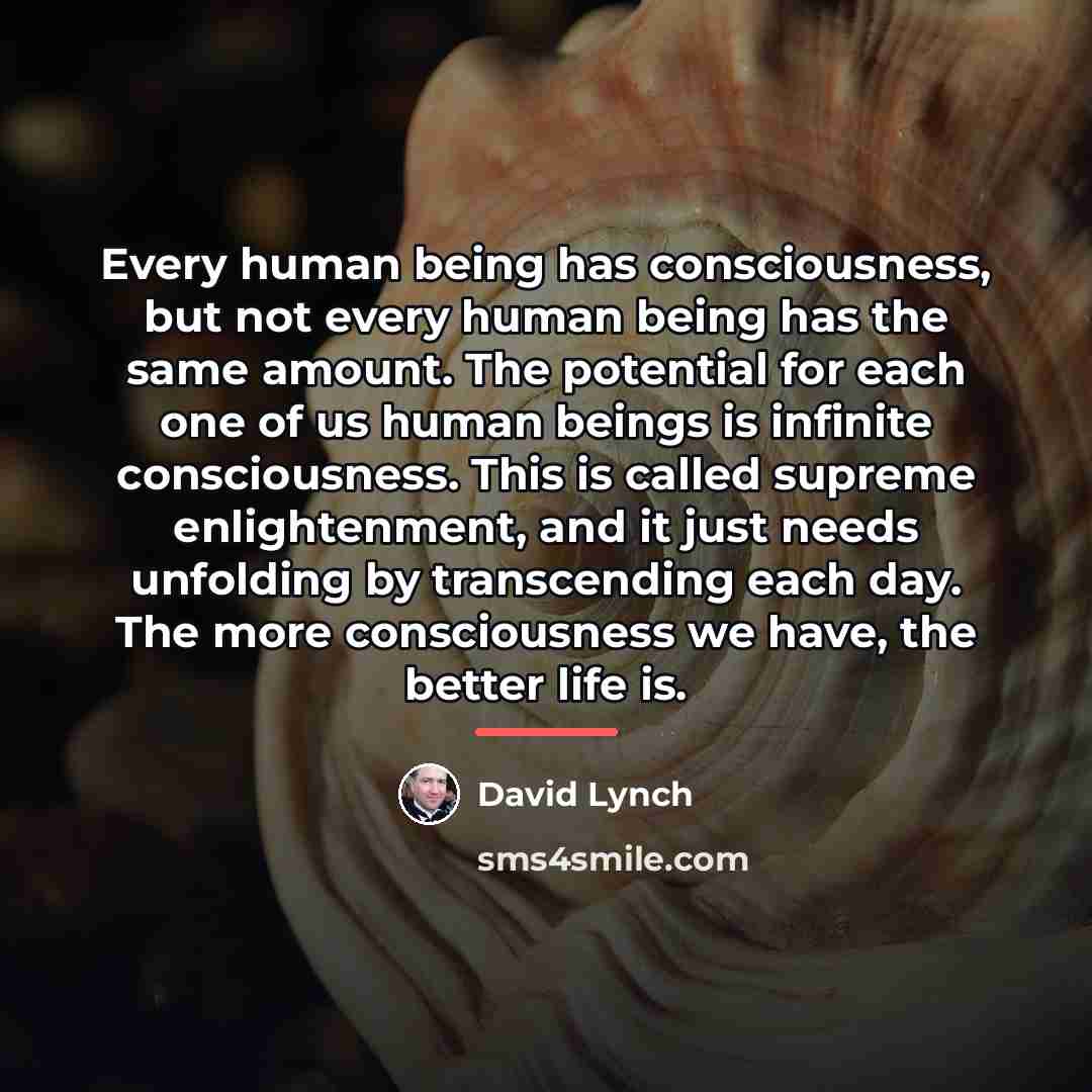 “Every human being has consciousness, but not every human being…” quote by David Lynch