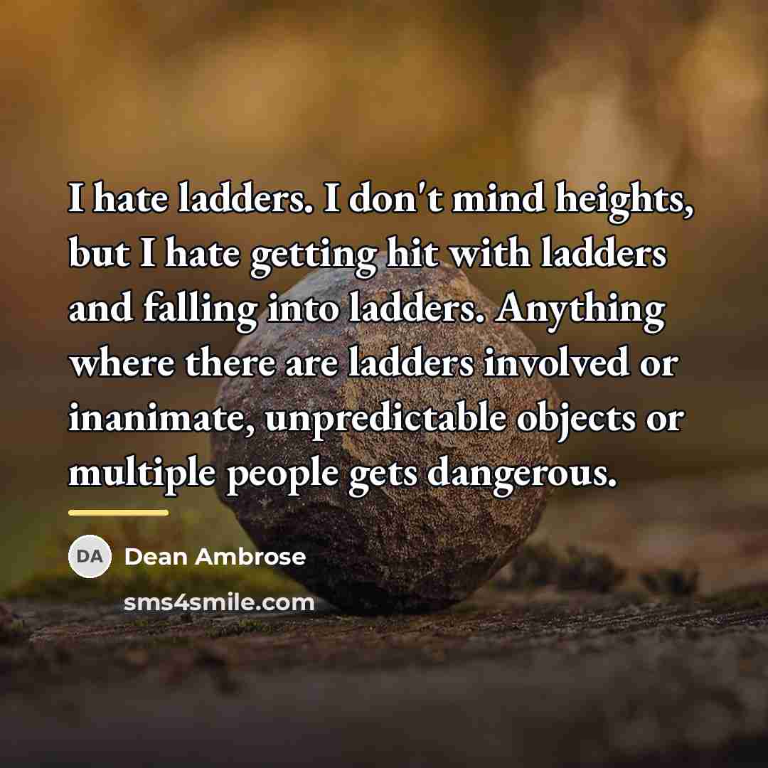 “I hate ladders. I don't mind heights, but I hate…” quote by Dean Ambrose