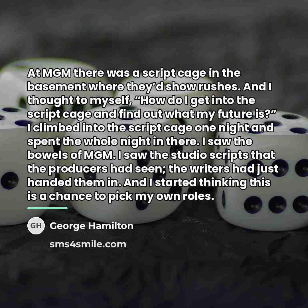 “At MGM there was a script cage in the basement…” quote by George Hamilton