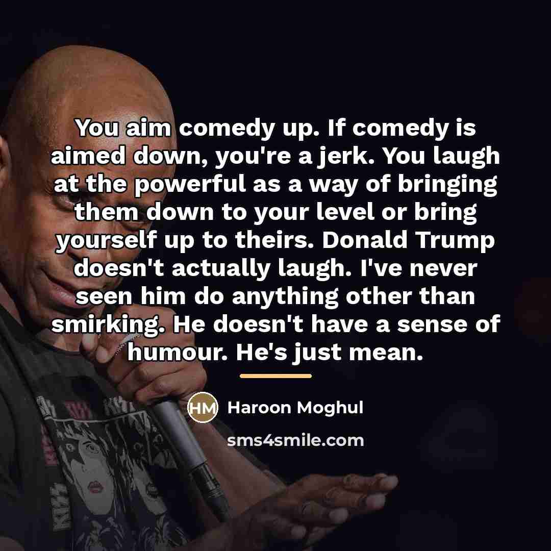 “You aim comedy up. If comedy is aimed down, you're…” quote by Haroon Moghul