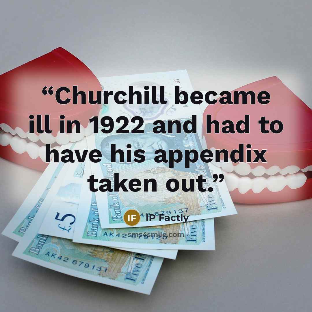 “Churchill became ill in 1922 and had to have his appendix taken out.” quote by IP Factly