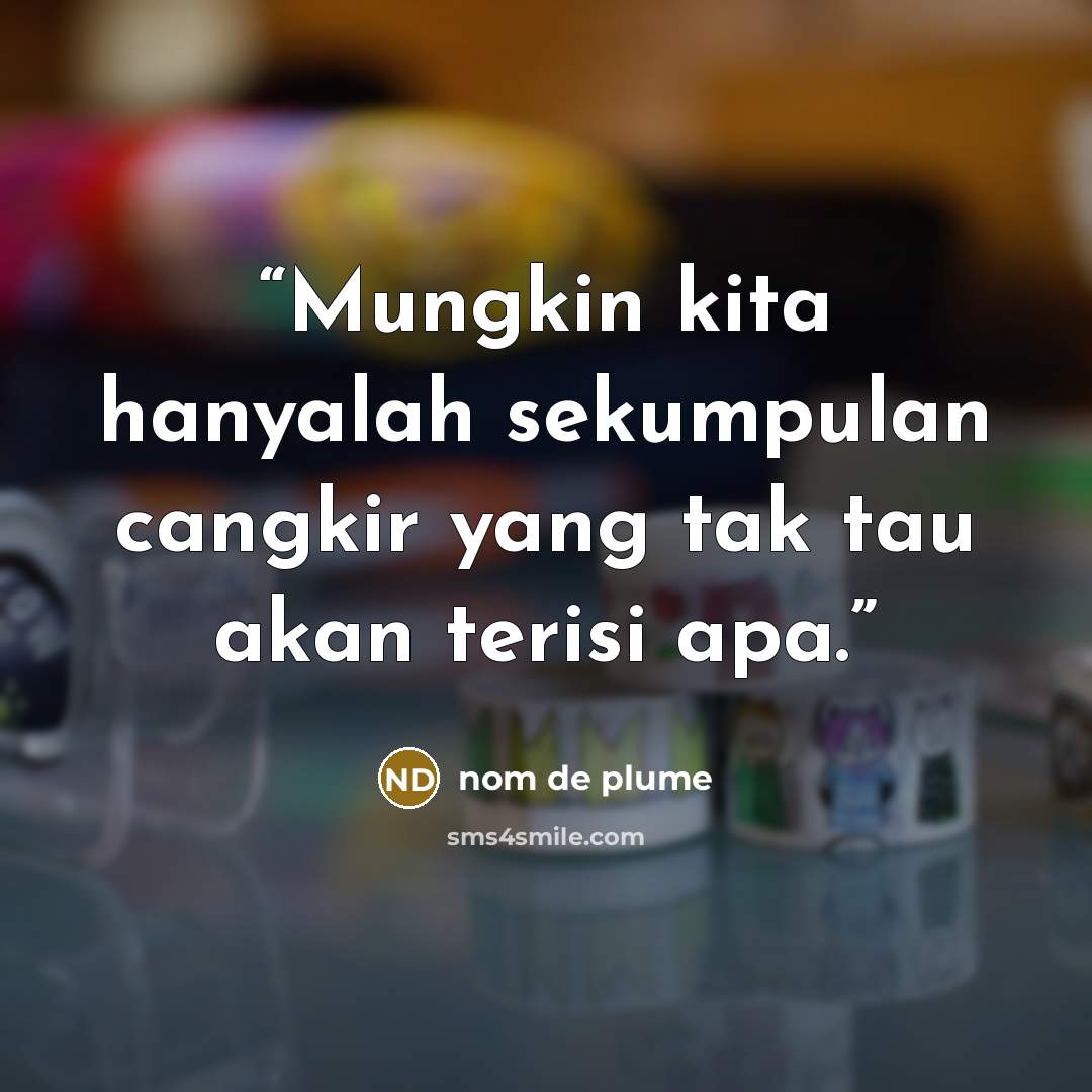 “Mungkin kita hanyalah sekumpulan cangkir yang tak tau akan terisi apa.” quote by nom de plume