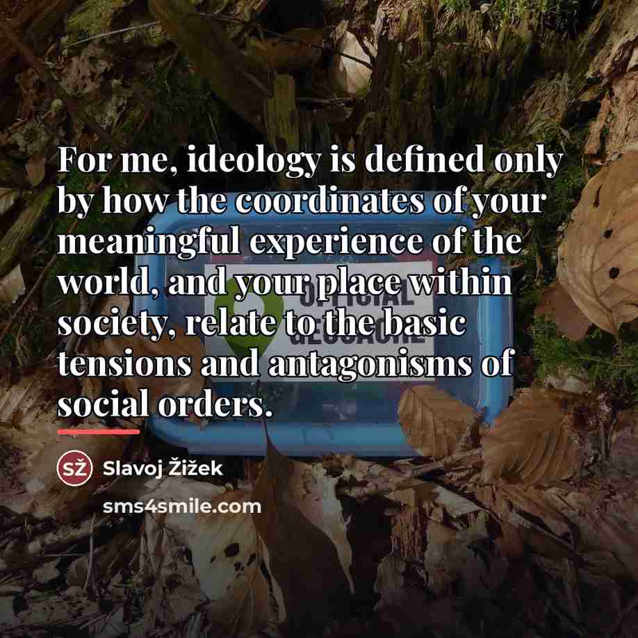 “For me, ideology is defined only by how the coordinates…” quote by Slavoj Žižek