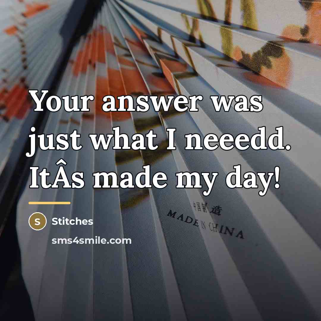 “Your answer was just what I neeedd. ItÂs made my…” quote by Stitches
