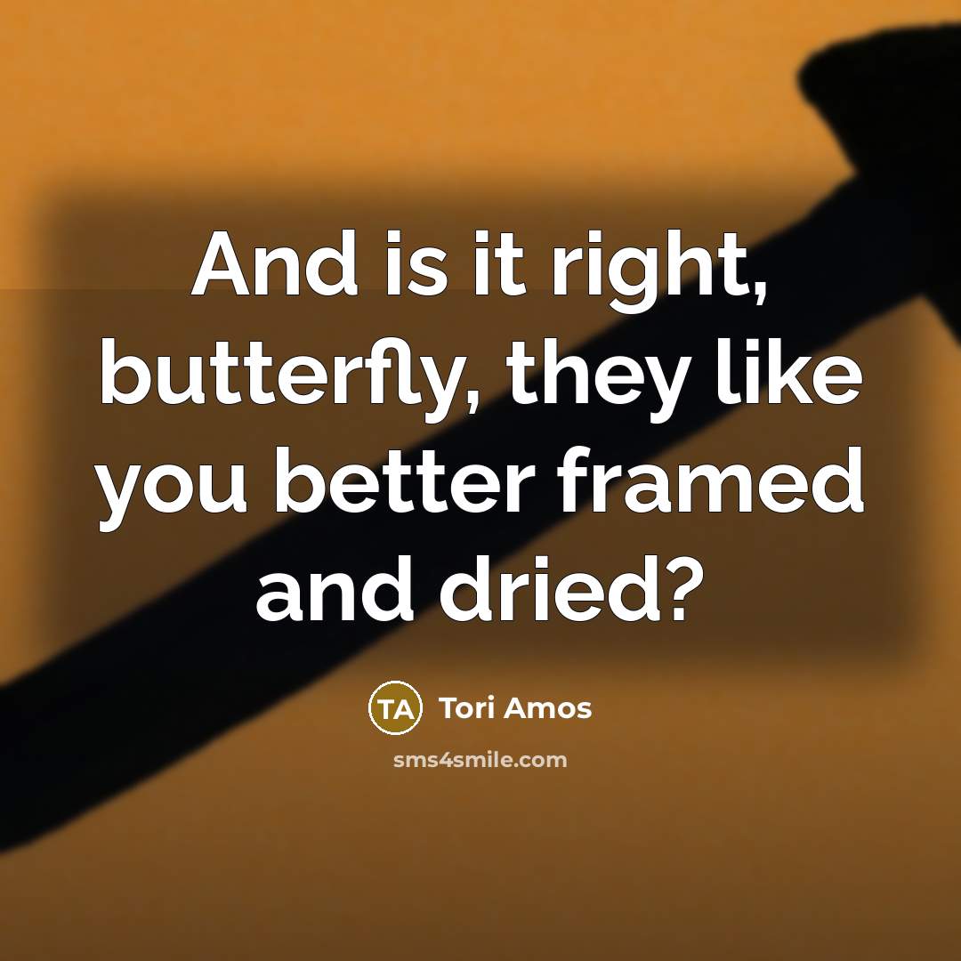 “And is it right, butterfly, they like you better framed…” quote by Tori Amos