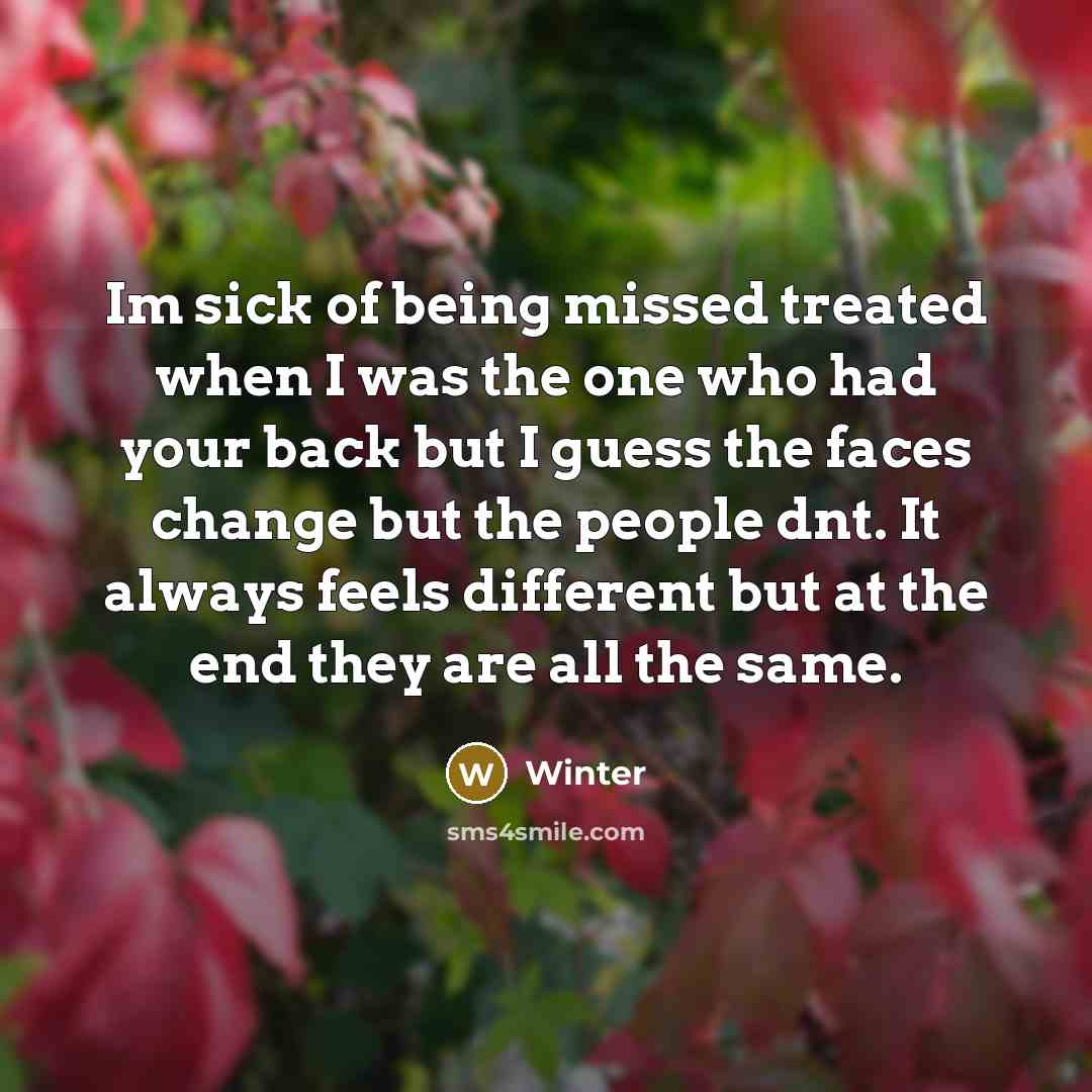 “Im sick of being missed treated when I was the…” quote by Winter
