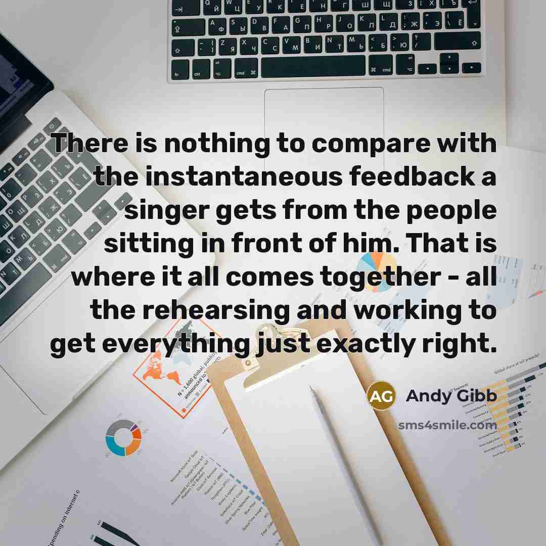 “There is nothing to compare with the instantaneous feedback a…” quote by Andy Gibb