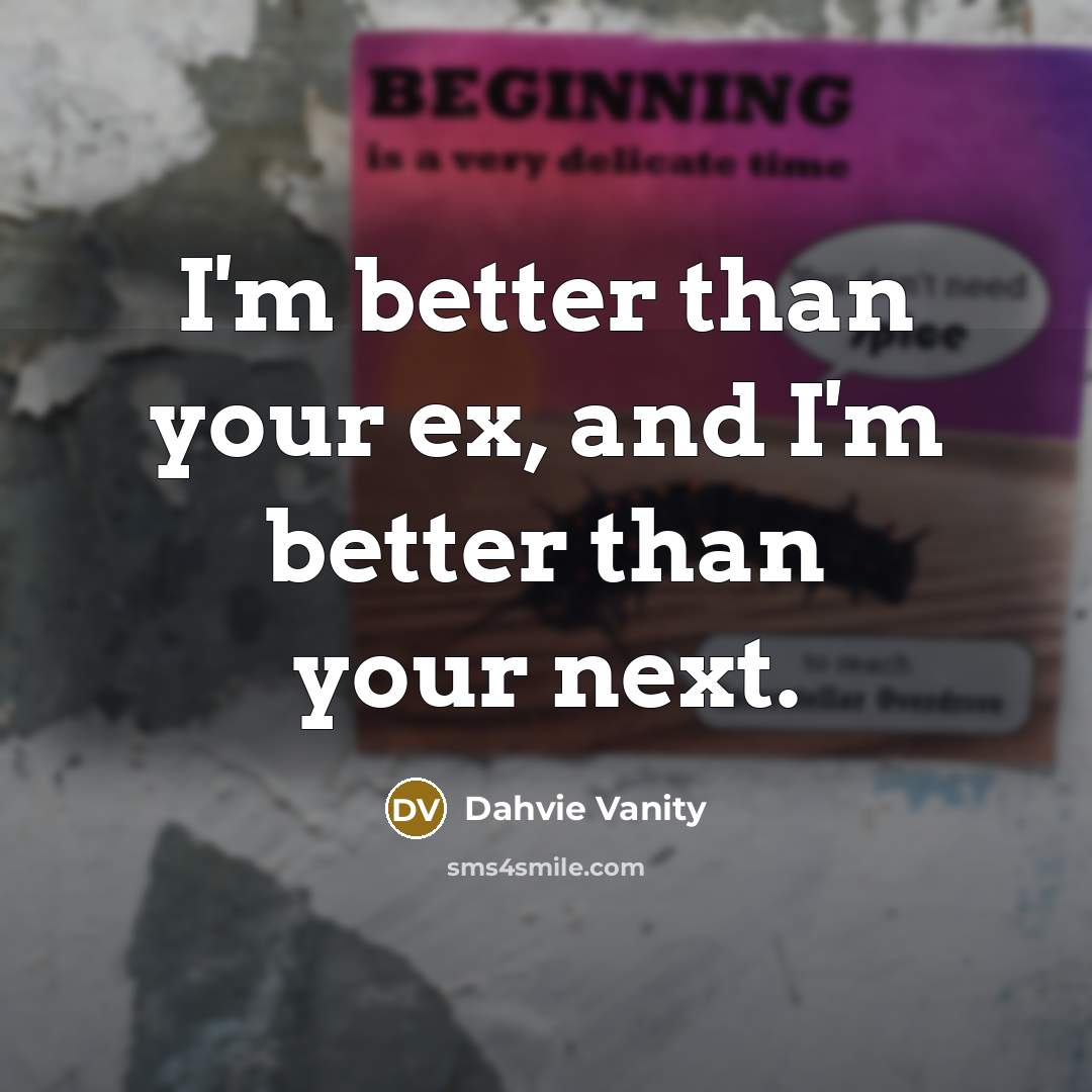 “I'm better than your ex, and I'm better than your next.” quote by Dahvie Vanity