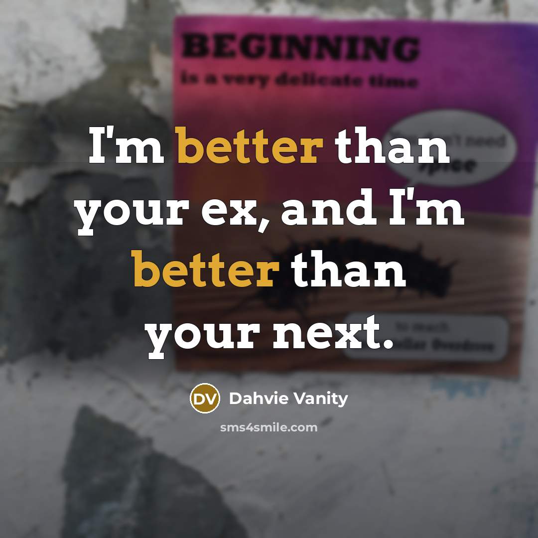 “I'm better than your ex, and I'm better than your next.” quote by Dahvie Vanity