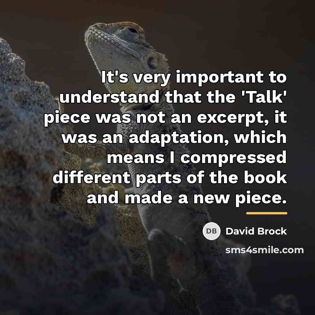“It's very important to understand that the 'Talk' piece was…” quote by David Brock